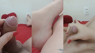 Gozando mostrando os pés