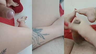 Gozando mostrando os pés