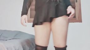 teen girl riding a dildo with an anal plug on her little asshole - hana lily