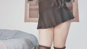 teen girl riding a dildo with an anal plug on her little asshole - hana lily