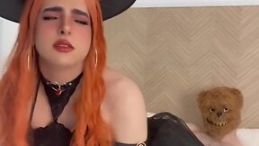Man fucked the boy in a witch costume with hairy chest