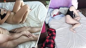 Blowjob with amateur wife &mdash;  hairy pussy &mdash;  big ass  Sensual massage of a hot couple with oil on the body