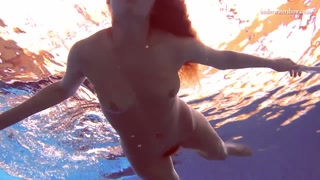Three girls with Matrosova in swimming pools