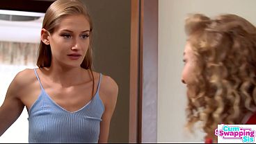 Stepsisters seduce and ride hard cock in European threesome