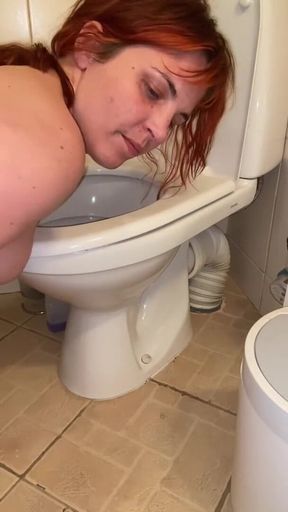 Pissing and cleaning the toilet with my tongue