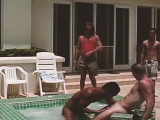 HOMO ISLAND Scene-4_Homosexual anal trio in the pool with a Latino ally