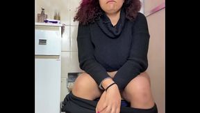 Chubby Girl Bloated Belly Ache and Nonstop Farting in Toilet