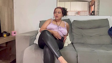 BBW Period Farting on shiny leggings while watching TV