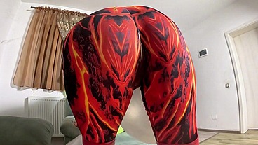 Dominant Red Downjacket MILF Balloon Humiliation. Failed Erection, Big Dildo Riding and Popping