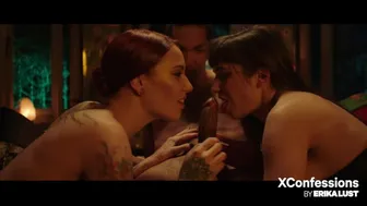 Curious Lesbian Duo Suck and Ride a Thick Cock in Steamy Threesome