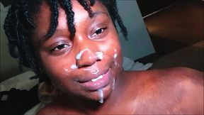reverse cowgirl facial and round 2 for darkchocolatebarbie