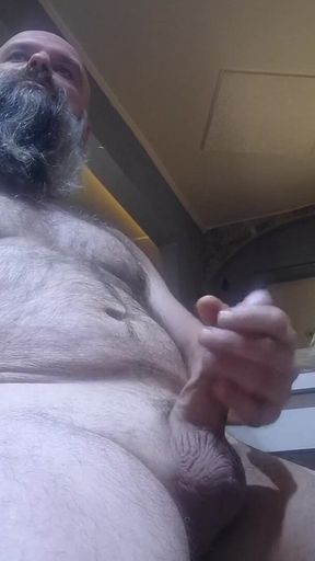 Stroking His Huge Cock and Cumming