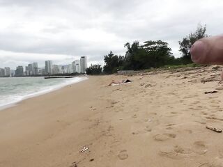 Chick Can I Cum On Your Boobs? - Public Shlong Flashing On The Beach