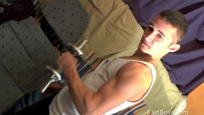 Strong stud showing his abs while smoking as well