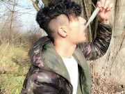 Twink found 6 used condoms by 4 straight friends - cum eat then put in ass