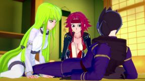 CC and Kallen have fun with Lelouch : Code Geass Parody