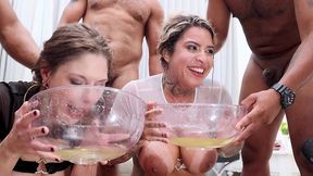 behind the scene from anal queens alice maze and victoria dias fisting each other s ass before hot 5 on 2 with dap 0% pussy , anal rimming ,footjob and drinking loads of pee