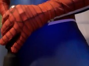Spiderman masturbates with wand