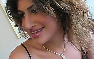 Jealous babe with big natural boobs giving blowjob