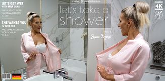 Hot big breasted MILF Lana Vegas is taking a shower and wants you to wash her up