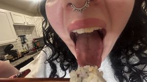 Giantess Devours Micros in Her Sushi