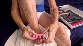footbath, pedicure, painting nails, footjob