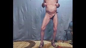 Busy-Bottom Dances in Sexy Fishnet and Panties