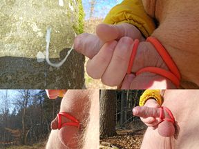 New Year Handjob 2026 - Fun Outside in the Forest with Cock Ring Slow Motion