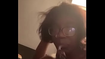 Ebony sucks bbc until he cums all in her pretty mouth
