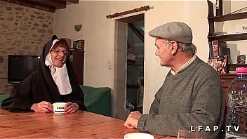 Nun screwed and anally penetrated by grandfatherly gentlemen duo