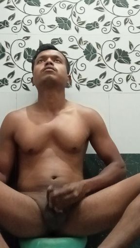 Indian man shave his balls and and play