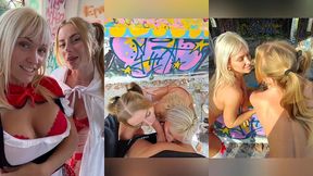 surprise avec ma copine ange entrain de se lecher dans urbex par 2 mecs !