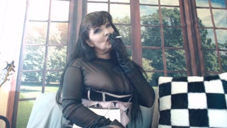 Corset Milf In Leather Glove Smoking