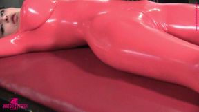 Tied Up In A Tight Red Latex Catsuit - Watch4Fetish