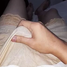 Masturbation and cumshot wearing cum stained skirt