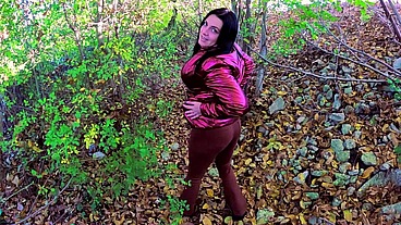 Risky Lake Blowjob in My Red Shiny Downjacket