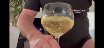 Swallow PISS &amp; CUM in 2 diffrent angles