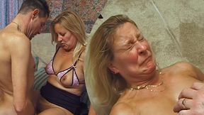 British mature wife shocked by huge squirting cumshot