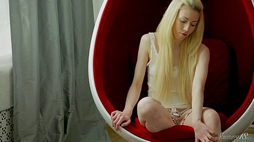 Naughty Blonde Coed Zenaida D Rubs Her Tiny Cunt To Orgasm!