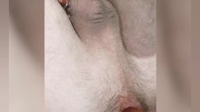 so hot twink enjoys a big anal ball and cums from a strap-on. his anal spits natural lube