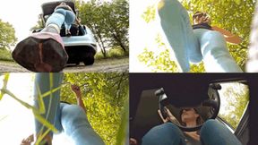 Crushed by the jogging giantess and stuck to her shoe sole (small version)