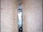 Mistress Super Glues butt plug into slaves ass hole!