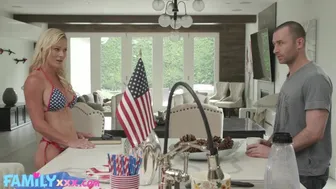 Horny big tits stepmom gets 4th of July fireworks in her pussy with Sydney Hail