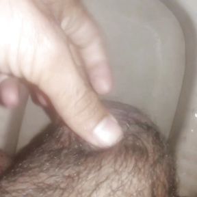 Small cock show hairy handjob piss