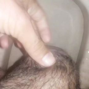 Small cock show hairy handjob piss