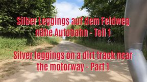 Silver cameltoe leggings sew motorway, part 1 - Silberne Cameltoe-Leggings nähe Autobahn, Teil 1