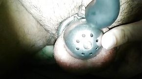 Cumming in chastity with vibrator