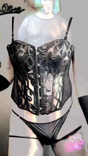 Sissy TS Kandi Cockslut in Corset and Heels PMV