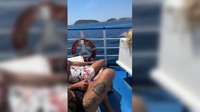 Risky on the deck of the ferry! We were almost caught