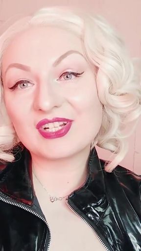 Key moment from &quot;rude FemDom JOI jerk off instructions in PVC coat - fetish porn - Mistress Arya Grander&quot;